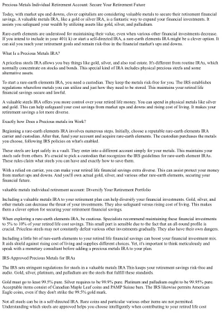 Priceless Metals IRA: Secure Your Retirement Future