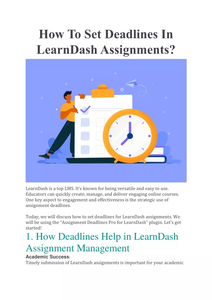 how to set deadlines in learndash assignments