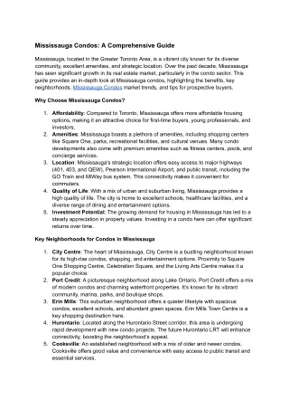 mississauga condos a comprehensive guide