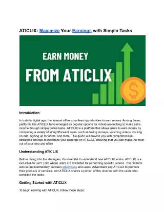 "Aticlix: Straightforward Undertakings to Lift Your Pay On the web"