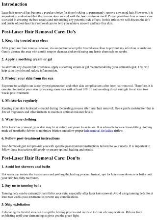 Post-Laser Hair Removal Care: Do's and Don'ts