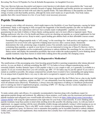 Bpc-157 Peptide Side Effects