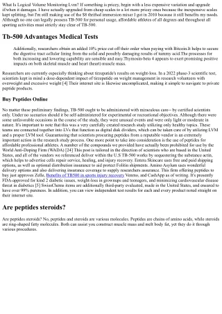 Peptide Hormones: The Advantages And Disadvantages Of Tb500 And Bpc157 For Athle