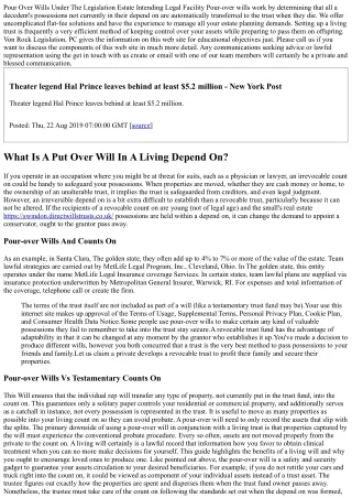 pour over wills under the legislation estate