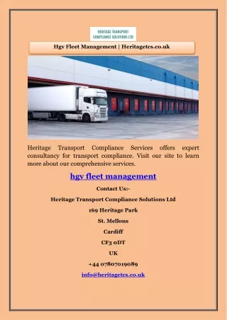 Hgv Fleet Management | Heritagetcs.co.uk