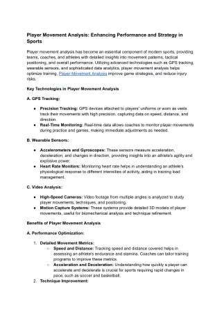 player movement analysis enhancing performance
