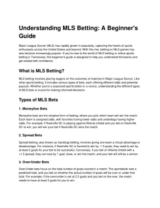 Understanding MLS Betting_ A Beginner's Guide