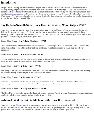Say Hello to Smooth Skin: Laser Hair Removal in Wind Ridge - 79707