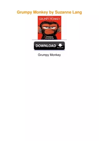 Grumpy Monkey by Suzanne LangGrumpy Monkey by Suzanne Lang