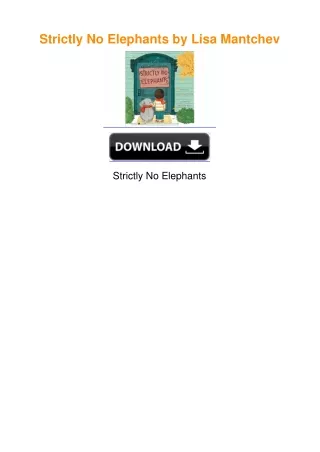 Strictly No Elephants by Lisa Mantchev