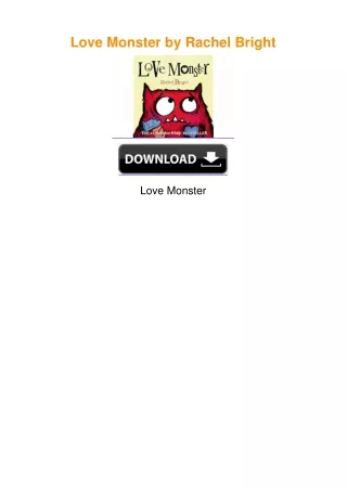 Love Monster by Rachel Bright