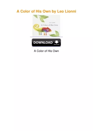 A Color of His Own by Leo Lionni