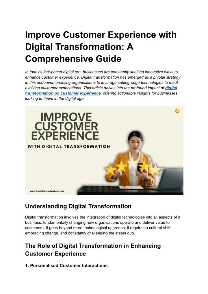 improve customer experience with digital