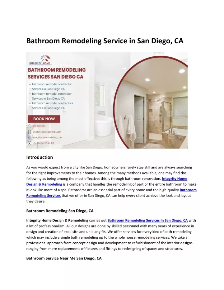 bathroom remodeling service in san diego ca