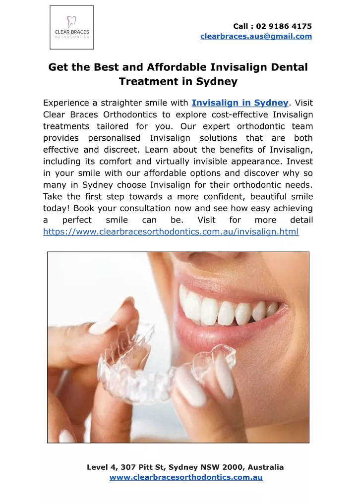 call 02 9186 4175 clearbraces aus@gmail com