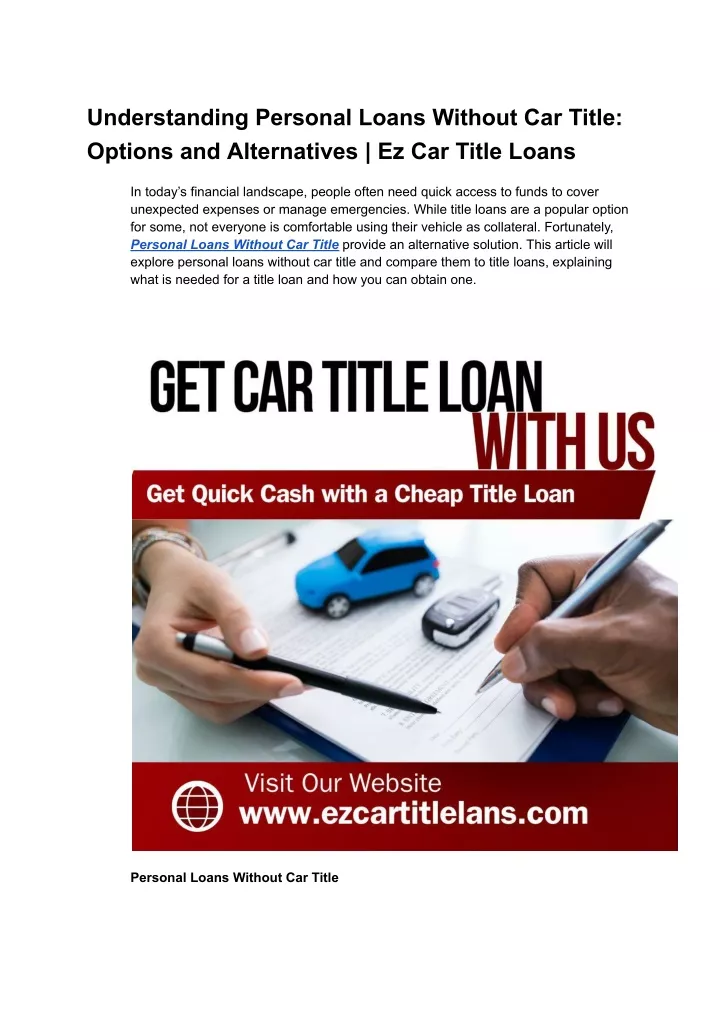 understanding personal loans without car title