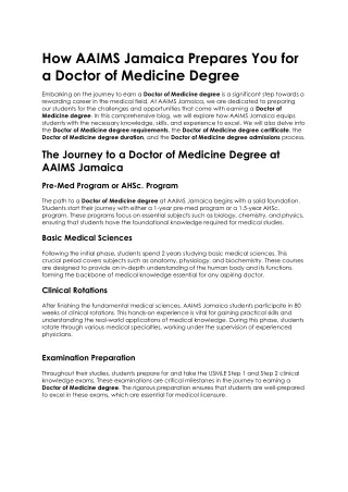 How AAIMS Jamaica Prepares You for a Doctor of Medicine Degree