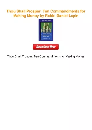 Thou Shall Prosper: Ten Commandments for Making Money by Rabbi Daniel Lapin