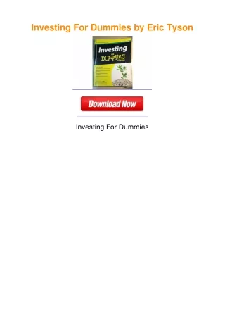 Investing For Dummies by Eric Tyson