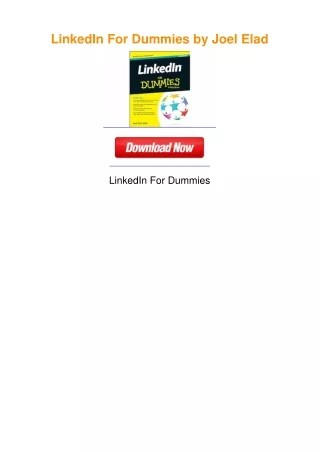 LinkedIn For Dummies by Joel Elad