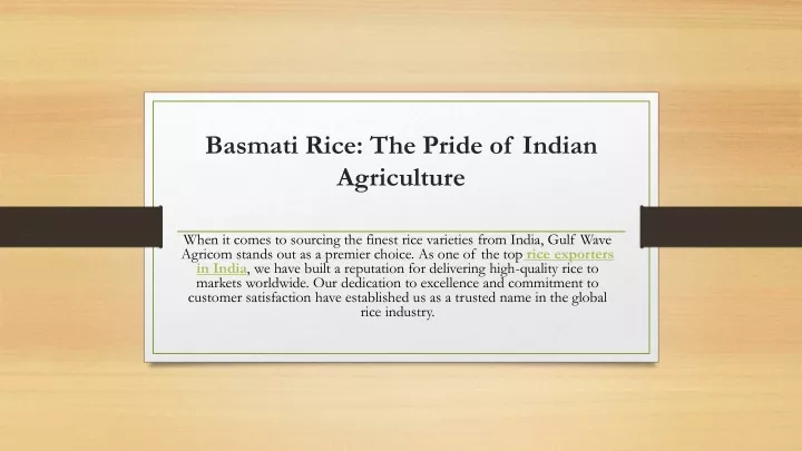 basmati rice the pride of indian agriculture