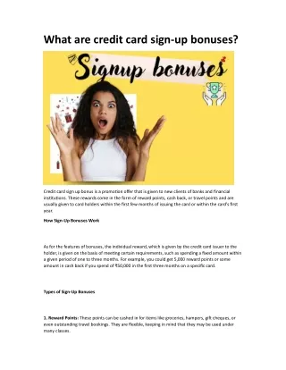 What are credit card sign-up bonuses