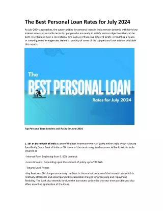 The Best Personal Loan Rates for July 2024