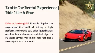 Exotic Car Rental Experience | Ride Like A Star