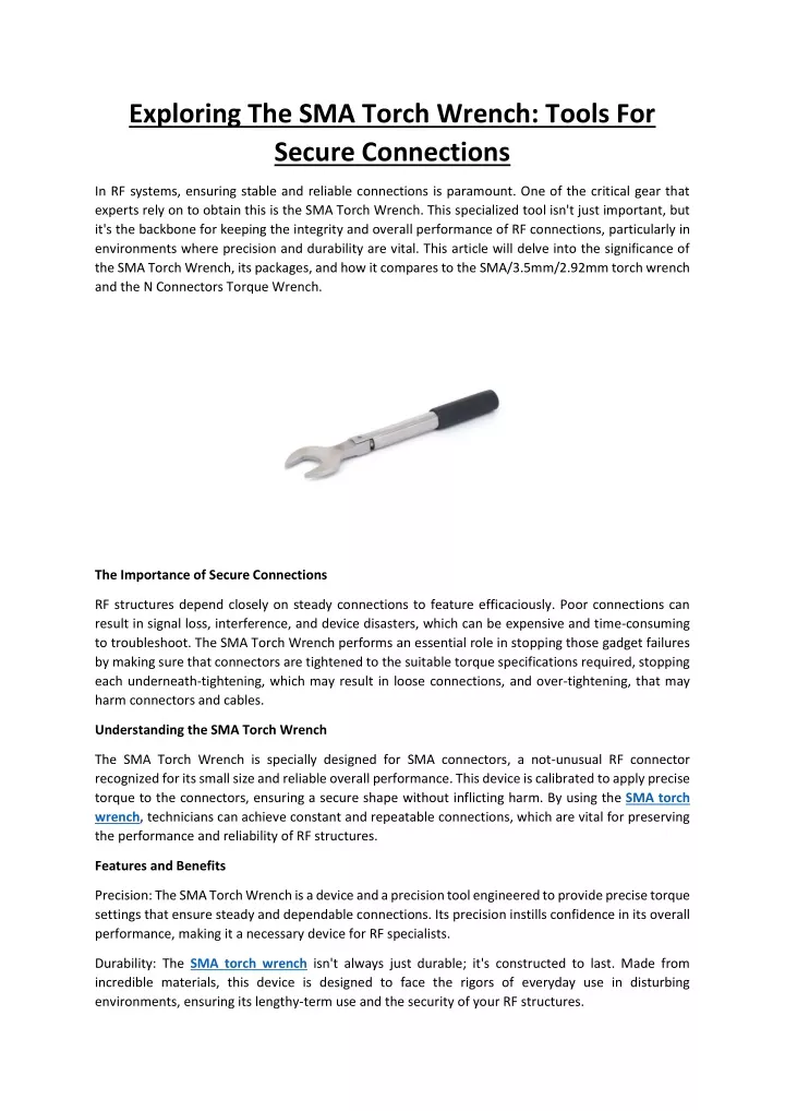 exploring the sma torch wrench tools for secure