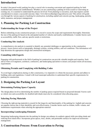 Parking Lot Construction: From Planning to Execution