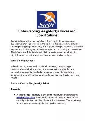 Understanding Weighbridge Prices and Specifications