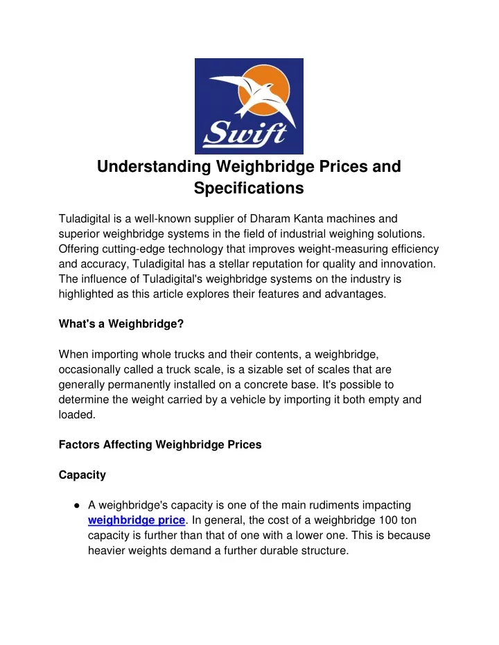 understanding weighbridge prices