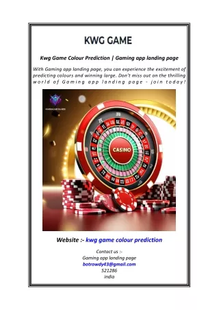 kwg game colour prediction gaming app landing page