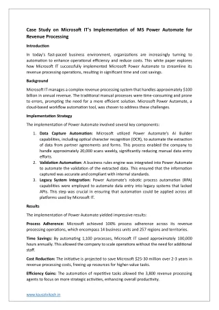 Case Study on Microsoft IT's Implementation of MS Power Automate for Revenue