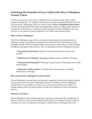 unlocking the potential of every child with orton