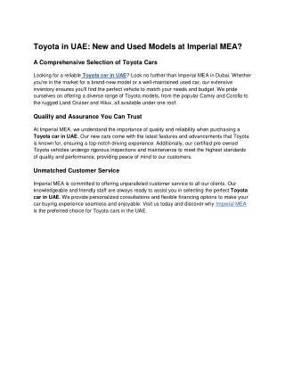 toyota in uae new and used models at imperial mea