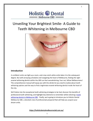 Unveiling Your Brightest Smile- A Guide to Teeth Whitening in Melbourne CBD