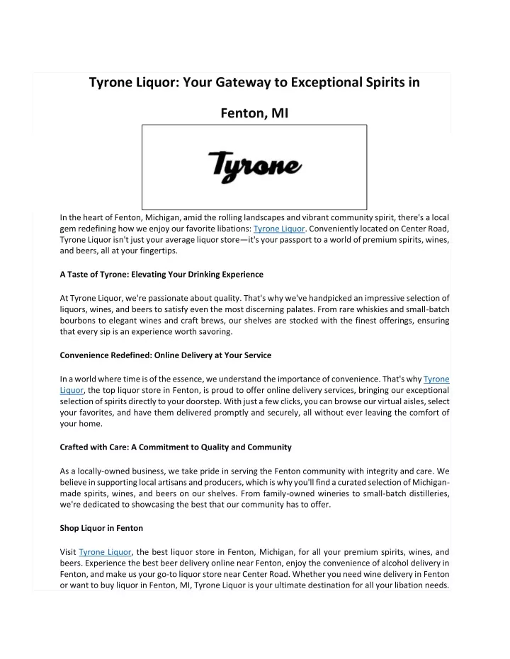 tyrone liquor your gateway to exceptional spirits