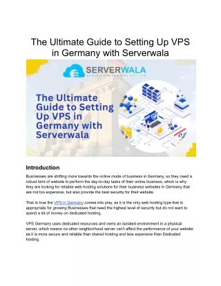 The Ultimate Guide to Setting Up VPS in Germany with Serverwala