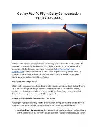 Cathay Pacific Flight Delay Compensation