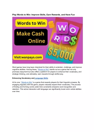 Play Words to Win_ Improve Skills, Earn Rewards, and Have Fun