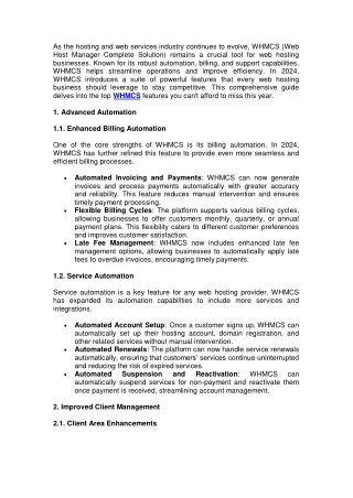 Top WHMCS Features You Can't Afford to Miss in 2024