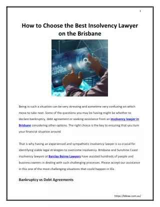 How to Choose the Best Insolvency Lawyer on the Brisbane