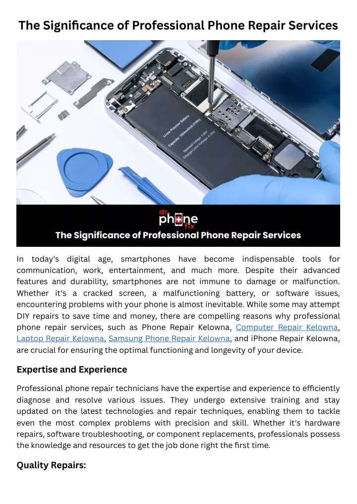 the significance of professional phone repair