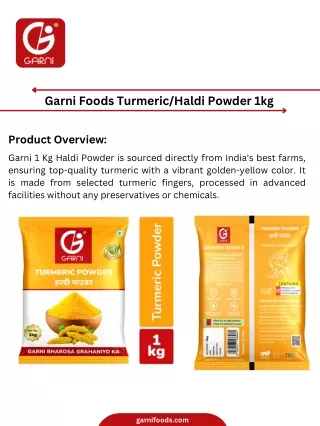 Turmeric Haldi Powder 1Kg by Garni Foods