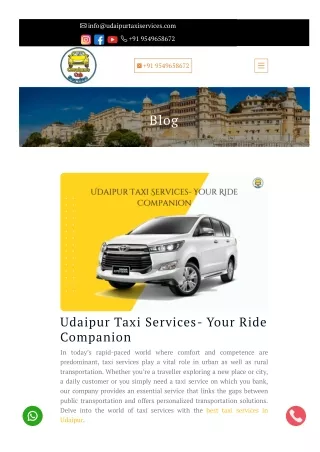 Udaipur Taxi Services- Your Ride Companion