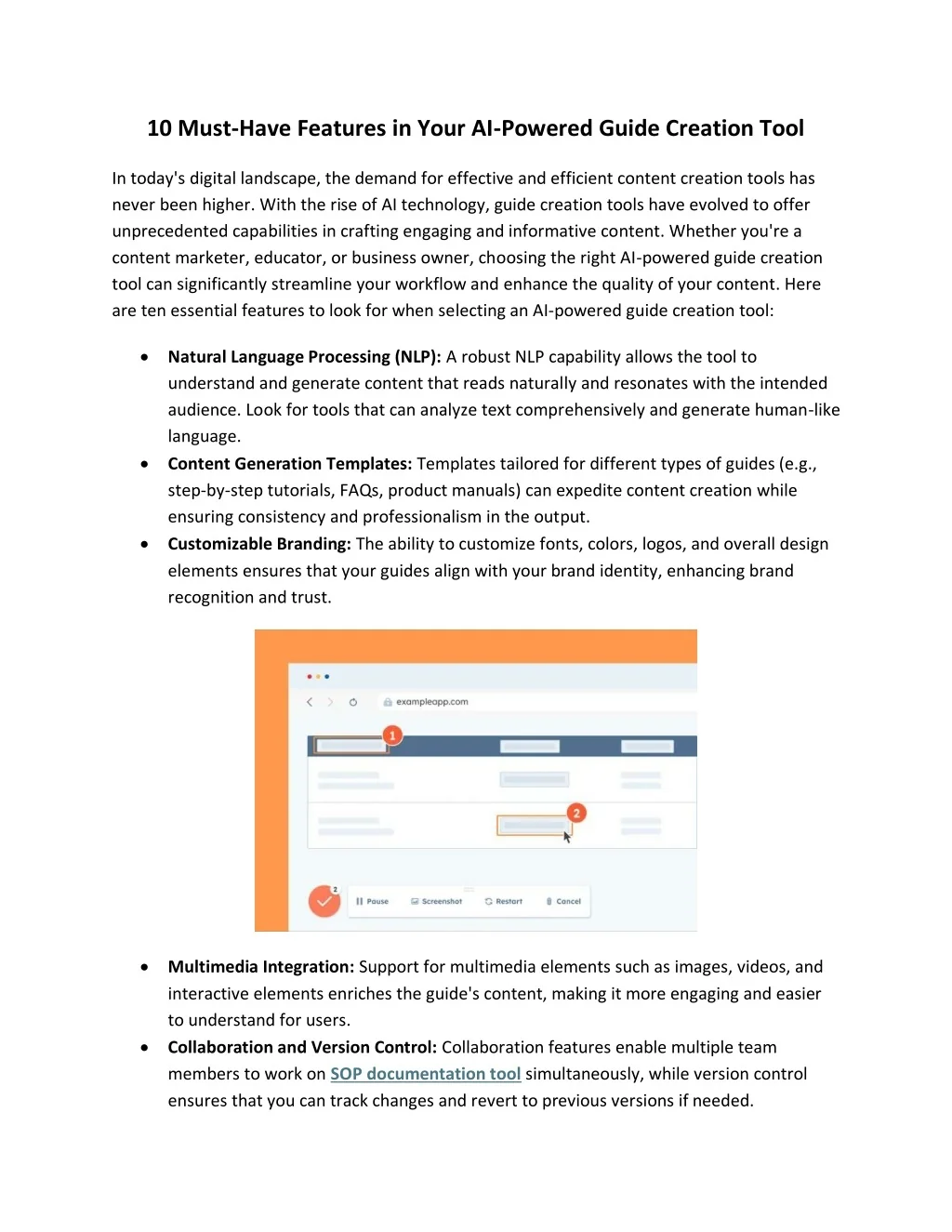 Feature Guide PPT - 10 Must-Have Features in Your AI-Powered Guide Creation Tool ...