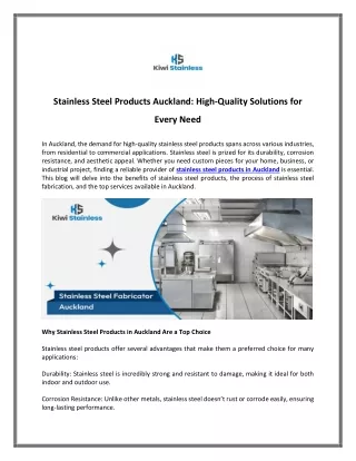 Stainless Steel Products Auckland - High-Quality Solutions for Every Need