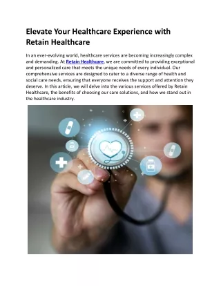 Elevate Your Healthcare Experience with Retain Healthcare