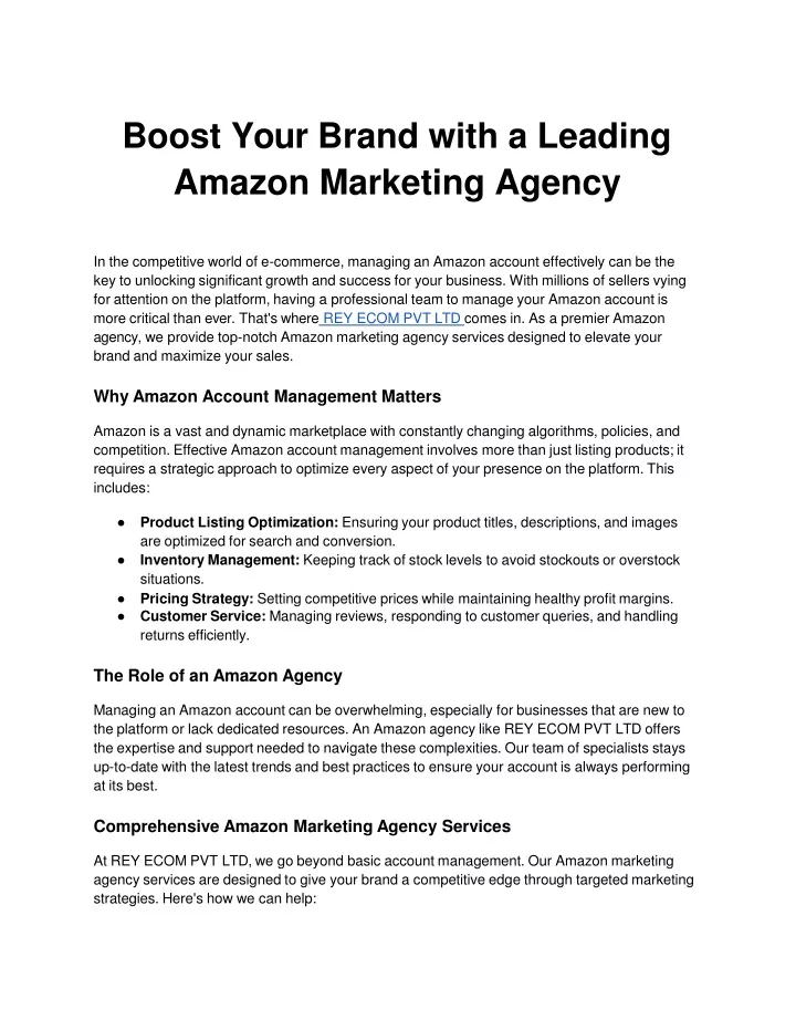 boost your brand with a leading amazon marketing agency